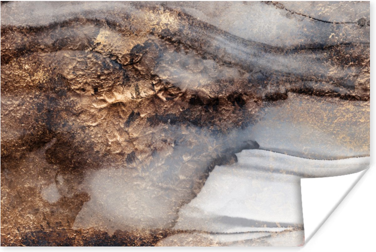 Poster Storm - Goud - Abstract - 120x80 cm