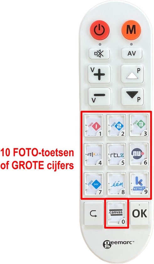Geemarc Photo100 Universal-Fernbedienung – Mit 10 Personalisierbaren Foto-Tasten Für Senioren & Einfache Bedienung