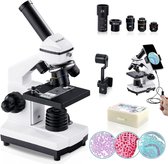 Microscoop Set - 100x/2000x Microscoop - Microscoop voor Studenten School Laboratorium - Wit