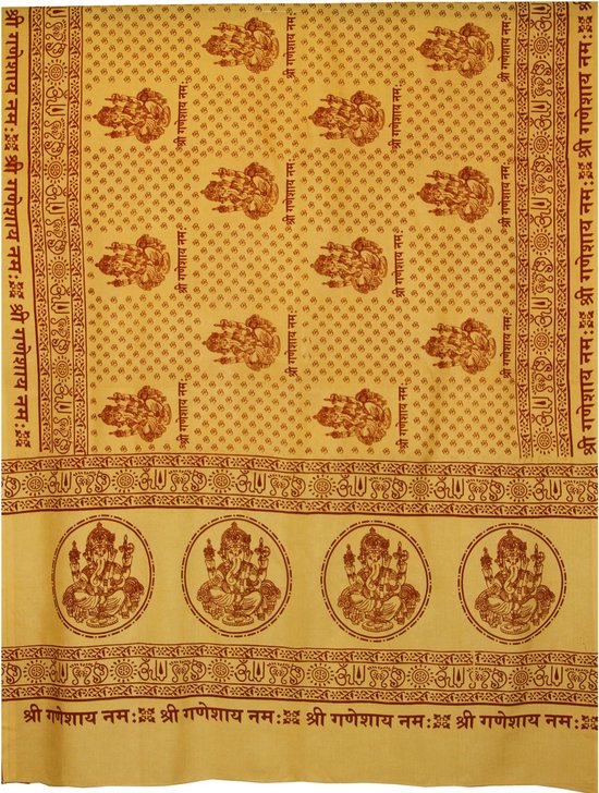 Meditatie omslagdoek met mantra Ganesh, XL, 220 x 106 cm, geel/oranje — afbeelding 2