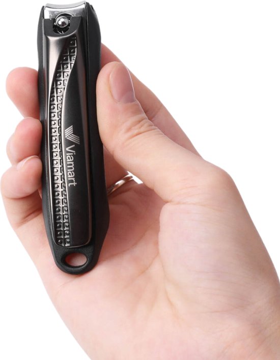 Viamart nagelknipper – RVS – met vijl en opvangbakje – zwart