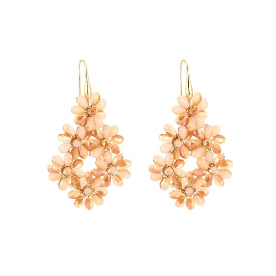 Boucles d'oreilles Perles de Fleur de Crystal - Bloem - Perles - Beige - Fête/Vacances