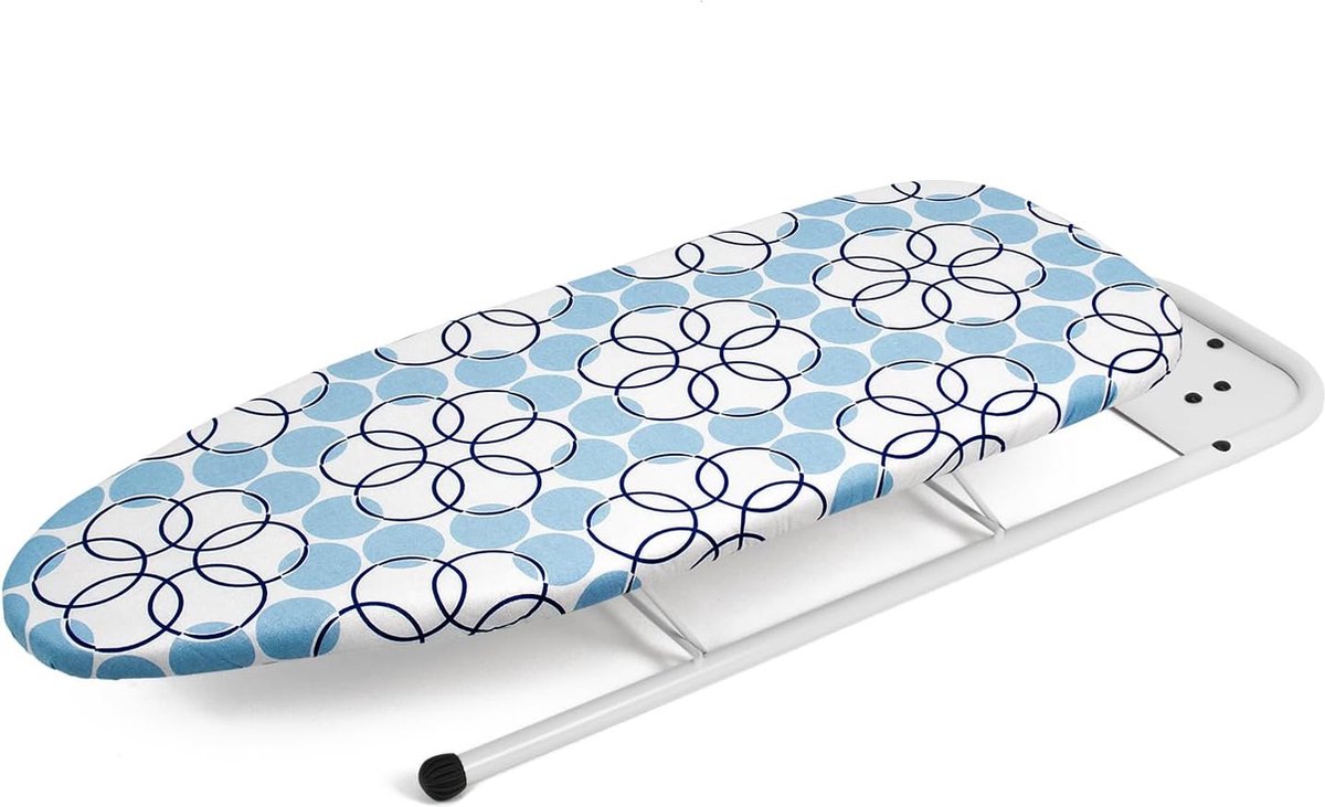 Kleine strijkplank met strijkijzersteun, tafelstrijkplank met hittebestendige hoes, compact en lichtgewicht ontwerp, wit, 32 x 82 cm