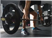 Vlag - Mens - Spieren - Schoenen - Oefening - Sporten - Fitness - Sportschool - Gewichten - 40x30 cm Foto op Polyester Vlag