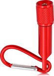 Lampe de poche rouge avec mousqueton.