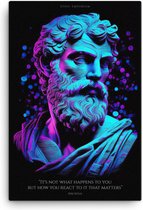 It is not what happens to you - Epictetus - Canvas | 60 x 90 cm | Stoic | Motivatie | Quote | Stoicism | Filosofie | Discipline | Masculinity | Woonkamer | Kantoor | Wanddecoratie