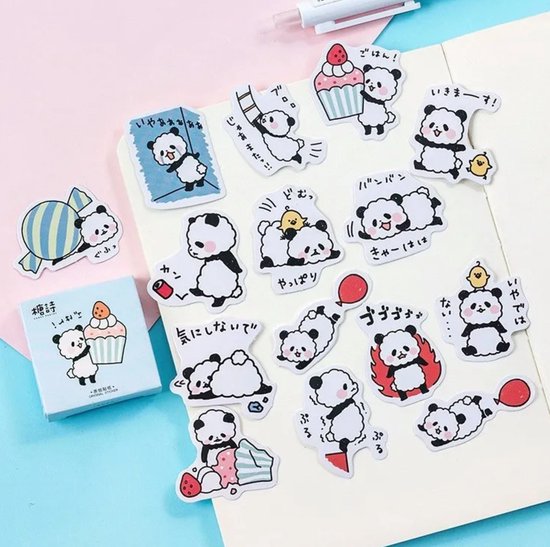 Kawaii Panda Cartoon Stickers - Set van 45 - Planner Agenda Stickers - Scrapbookdecoraties - Bujo Stickers - Geschikt voor Volwassenen en Kinderen