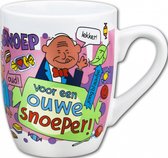Mok - Toffeemix - Voor een ouwe Snoeper - Cartoon - In cadeauverpakking met gekleurd krullint