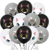 Ballonnen Cats Black and White 18-delige latex ballonnen set - ballon - kat - poes - cat - decoratie
