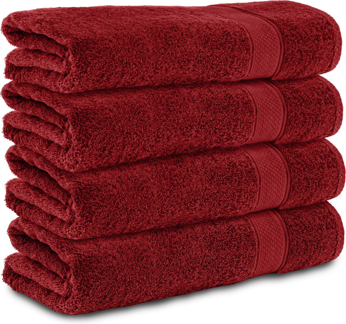 Komfortec Handdoekenset 4x Handdoek 70x140 cm - 100% Katoen - Rood