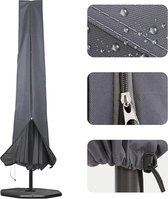 Parasolhoes, 190x25x50cm Parasolhoezen 600D Oxford-stof PVC-coating met ritssluiting Geschikt voor grote parasols van 1,8 m tot 3,4 m, grijs