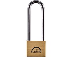 Squire Lion LN4/4 - Hangslot - Slot met sleutel - Extra lange beugel - Gehard Staal - 40 mm - Messing/Zilver