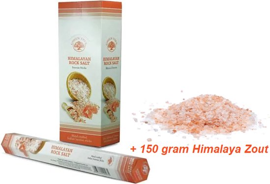Green Tree Himalayan Rock Salt Incense-Wierook (6 pakjes) inclusief 150 gram Himalaya Zout