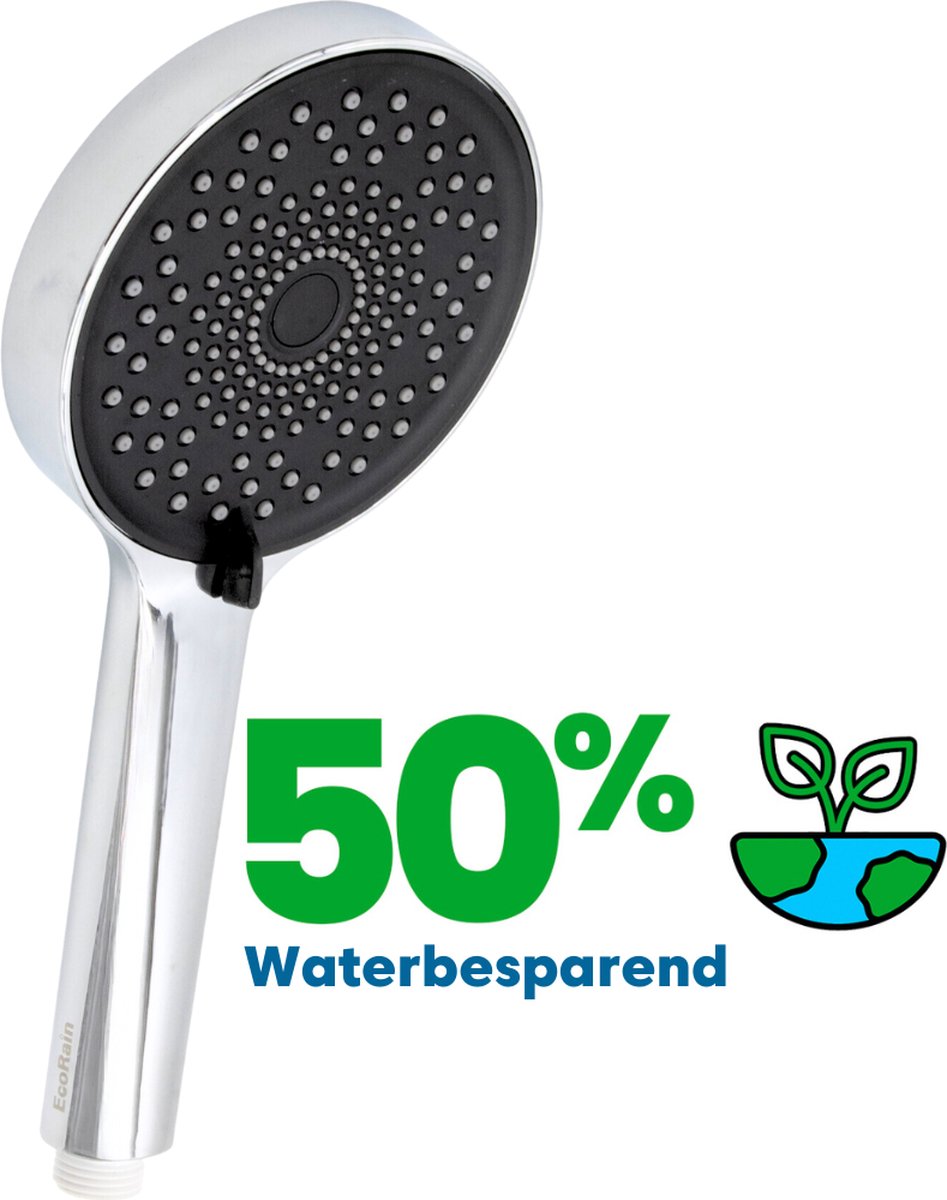 EcoRain© 50% Waterbesparende Douchekop Jet 12 CM met Waterfilter - 3 Sproeistanden - Hoge Druk - Universele Aansluiting - Anti-kalk Douchekop - 2 jaar garantie - Chroom