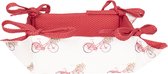 HAES DECO - Broodmand - formaat 35x35x8 cm - kleuren Rood / Roze / Wit - van 100% Katoen - Collectie: Red Bicylcle