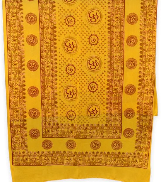 Meditatie omslagdoek met mantra Om, XL, 220 x 106 cm, oranje