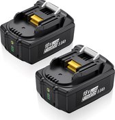 SIDANO® vervangende accu/batterij geschikt voor Makita - set van 2 stuks - 18 V 5.0Ah/5000mAh BL1850B en BL modellen - Li-ion - LED Display