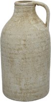 Ouderwetse creme witte terracotta kan/kruik 30 cm - Aardewerk tuindecoratie