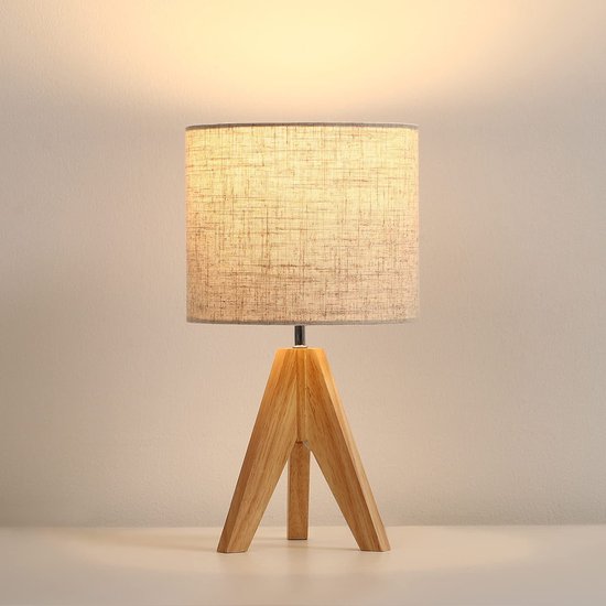 My Arc - Lampe de table trépied - Lampe de table beige - Lampe de table avec abat-jour en Tissus