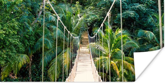 Poster Jungle - Palmboom - Brug - Natuur - Planten - 160x80 cm - Kerstversiering - Kerstdecoratie voor binnen - Kerstmis