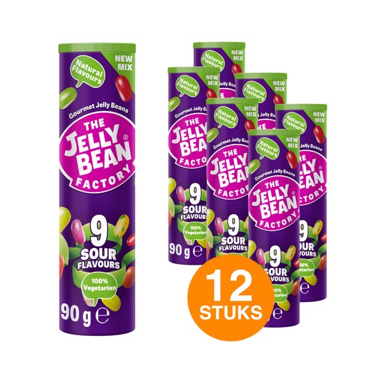 The Jelly Bean Factory 12 Sour Tubes jelly beans zure snoep verjaardag traktatie...