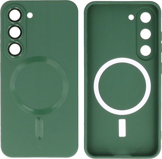 MagSafe Hoesje - Backcover met Camera Beschermer voor de Samsung Galaxy S23 Plus - Donker Groen