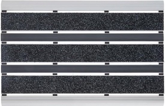 PANA Paillasson En Aluminium 39x60 Cm – Gris Foncé/Noir – Ultra Résistant Avec Inserts Feutre Aiguilleté – Tapis D'Entrée Extérieur Anti-Saleté