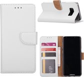 LuxeBass Hoesje geschikt voor Samsung Galaxy S8 - Boekhoesje met kaartvakken - Wit gsm hoesje - telefoonhoes - telefoonhoesjes