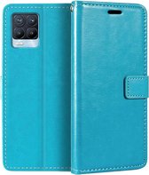 LuxeBass Hoesje geschikt voor RealMe 8 Pro - Boekhoesje met kaartvakken - Turquoise gsm hoesje - telefoonhoes - telefoonhoesjes
