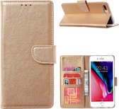 LuxeBass Hoesje geschikt voor iPhone 7 Plus / 8 Plus - Bookcase Goud - portemonnee hoesje - telefoonhoes - gsm hoes - telefoonhoesjes