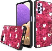 LuxeBass Siliconen hoesje met print geschikt voor Samsung Galaxy A13 4G - Marmer Hearts - telefoonhoes - gsm hoes - telefoonhoesje