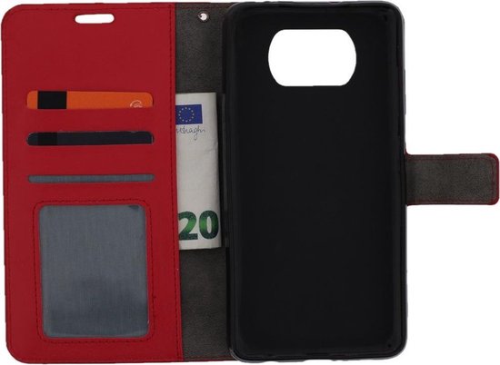 Bibliothèque LuxeBass adaptée au Poco X3 Pro - Rouge - bibliothèque - couverture de livre - étui de livre - couverture de livre