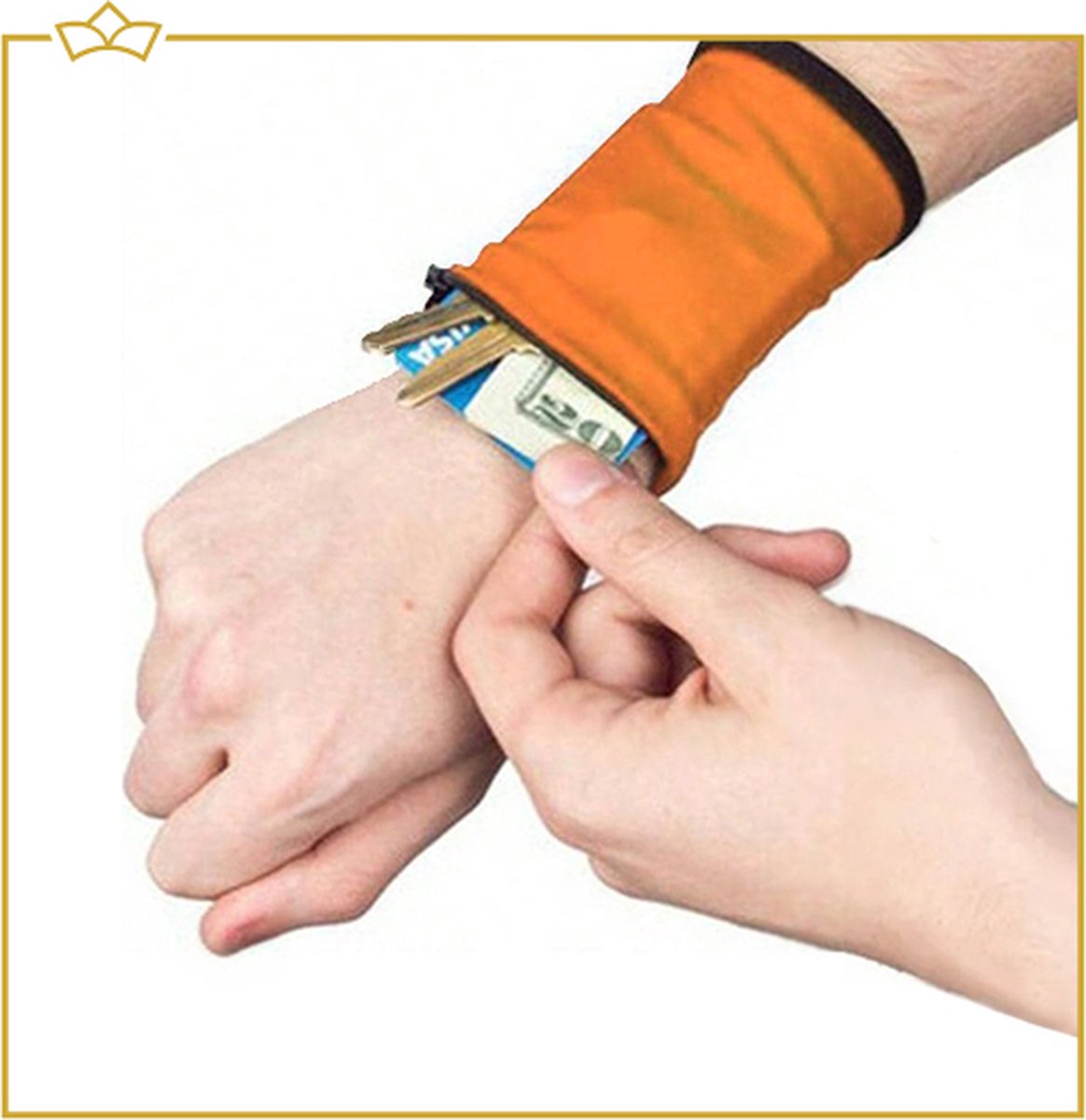 ATTREZZO® Polsportemonnee met rits - ideaal om geld of sleutels op te bergen - Oranje - Hardlopen - Fietsen - Fitness - Reizen