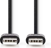 Nedis USB-Kabel - USB 2.0 - USB-A Male - USB-A Male - 480 Mbps - Vernikkeld - 2.00 m - Rond - PVC - Zwart - Label