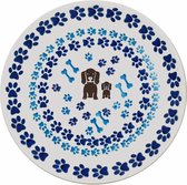 Bord Ø 19,5 cm, origineel Bunzlauer keramiek, handgemaakt, dessertbord, ontbijtbord, hoogwaardig cadeau in landelijke stijl, voor kinderen, voor kinderen, voor heren en voor verjaardag, decoratie, hondenfamilie
