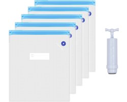 Vacuümzakken met Pomp, Easy Close Clip en Silica Zakjes – 5 Stuks – Voor Filament, Kleding & Voedsel – Luchtdicht, Herbruikbaar, Anti-Vocht – PLA PETG ABS