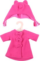 Bigjigs - Poppenkleren - Roze fleece jas & muts - 35cm