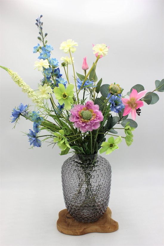 Bouquet de soie - Bouquet champ de fleurs diverses - 70 cm de haut - Fleurs artificielles - 11 tiges