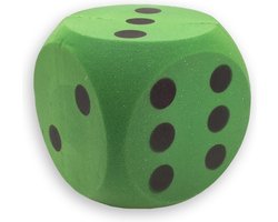 T&F Creations Grote dobbelsteen - groen - 16 x 16 cm - foam - groot formaat - dobbelspel dobbelsteen