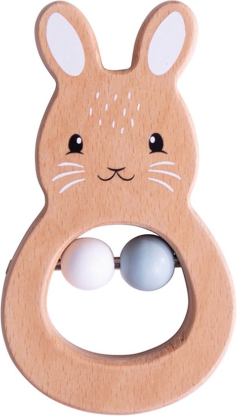 Foto: Small foot houten rammelaar dier set van 2