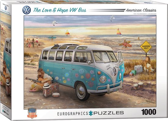Eurographics & Volkswagen - The Love & Hope VW Bus - Greg Giordano - 1000 stukjes 68×48cm (b×h) - Legpuzzel