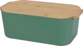 Excellent Houseware Boîte à pain avec planche à découper - vert foncé - bambou/plastique - 33 x 18 x 12 cm