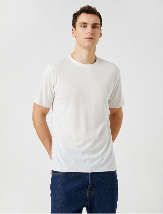 Koton 3SAM10182HK Volwassenen Mannen T-shirt Single - WIT - 3XL