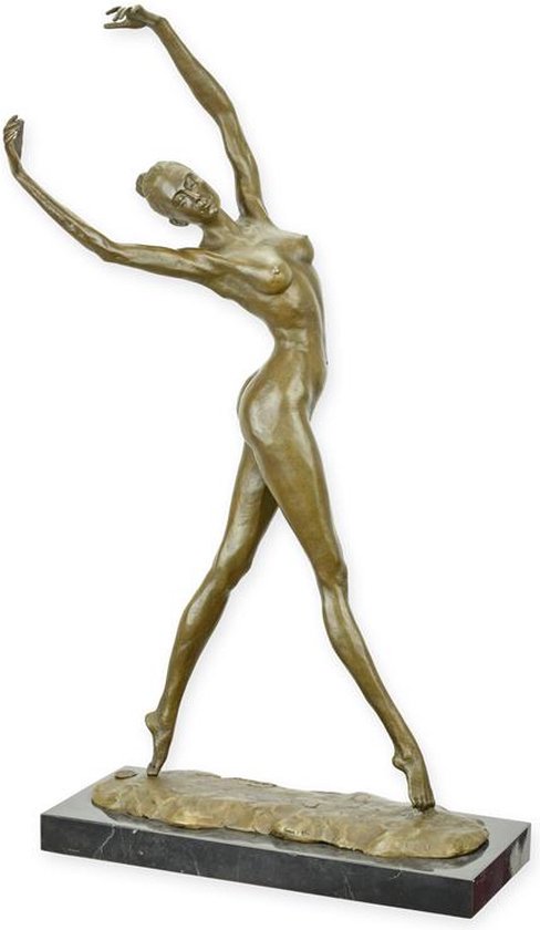 Bronzen beeld - naakte danseres - sculptuur - 54,7 cm hoog