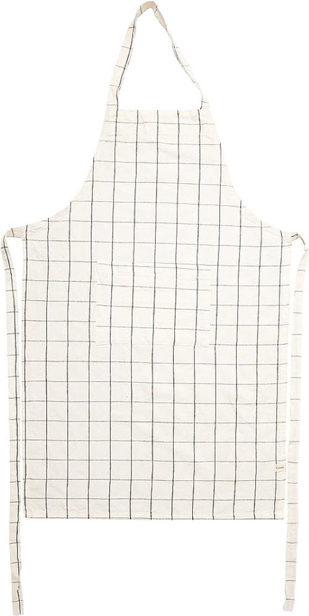 Kookschort Milou van wit, geruite katoen-linnenmix, 60 cm x 90 cm, wit