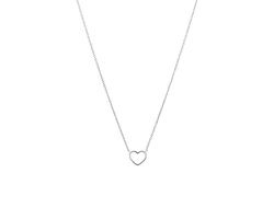 Lucardi Dames Zilveren ketting met hanger open hart - Ketting - 925 Zilver - Zilverkleurig - 45 cm