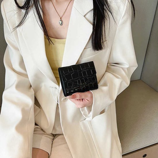 Portefeuille Croco - Rose | 11x9x1xcm | Simili cuir | Mode Favorite