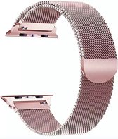 Milanees Bandje Geschikt voor Apple watch bandje 1/2/3/4/5/6/7/8/SE 42 mm / 44 mm / 45mm RVS - Rose Goud- met een stevige magneetsluiting gemaakt van rvs