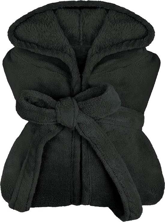 npluseins extra zachte badjas met capuchon van knuffelfleece - in moderne kleuren en aankleedkussens - unisex & kuitlengte