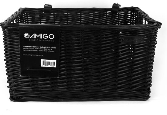 AMIGO fietsmand met deksel 16 liter riet bruin